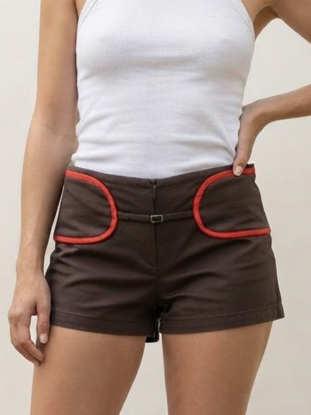 Zara Sz M Brown Micro Mini Zip Retro Summer Short